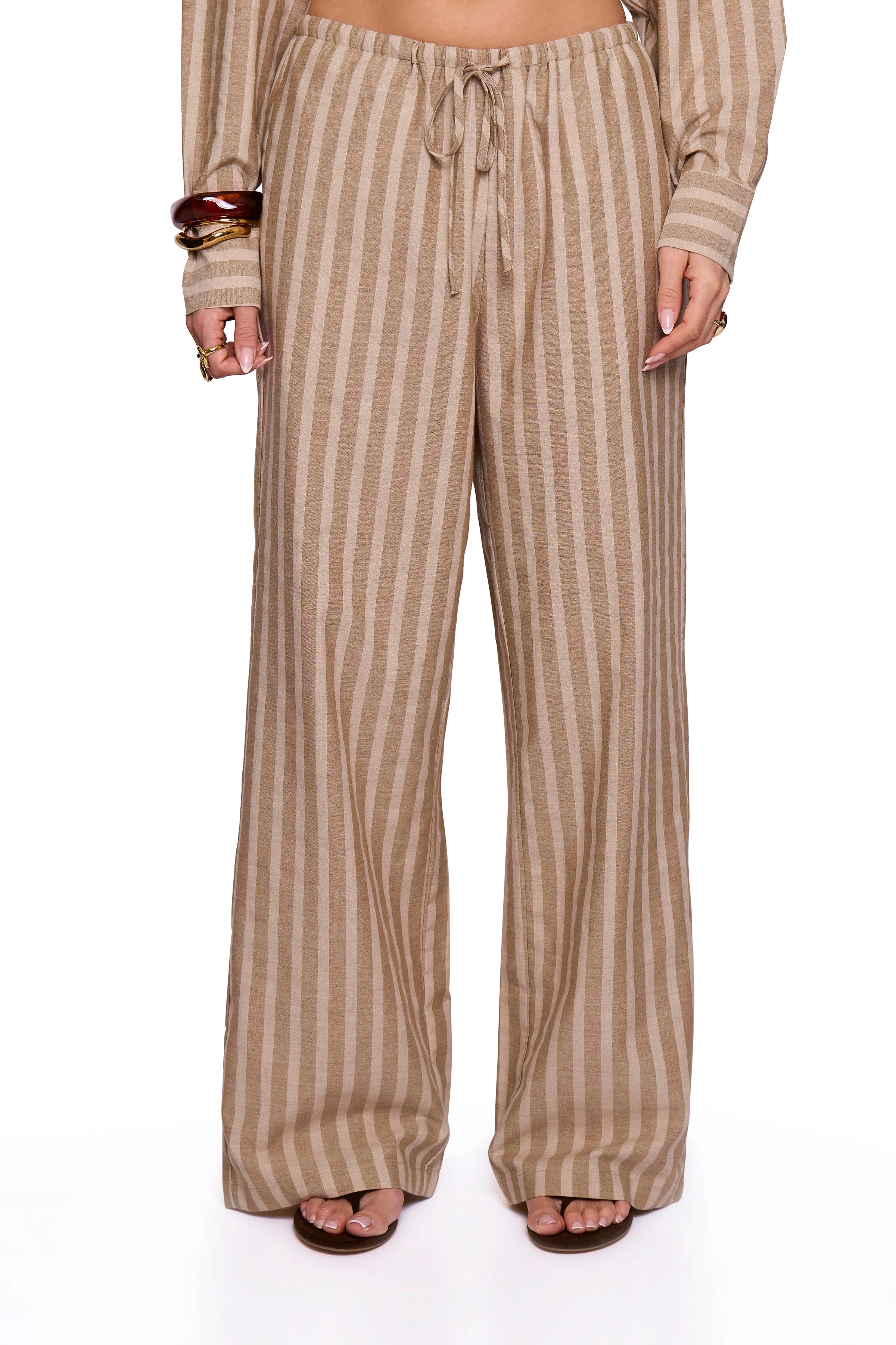 Brown Stripe Wide Trouser - Image 2