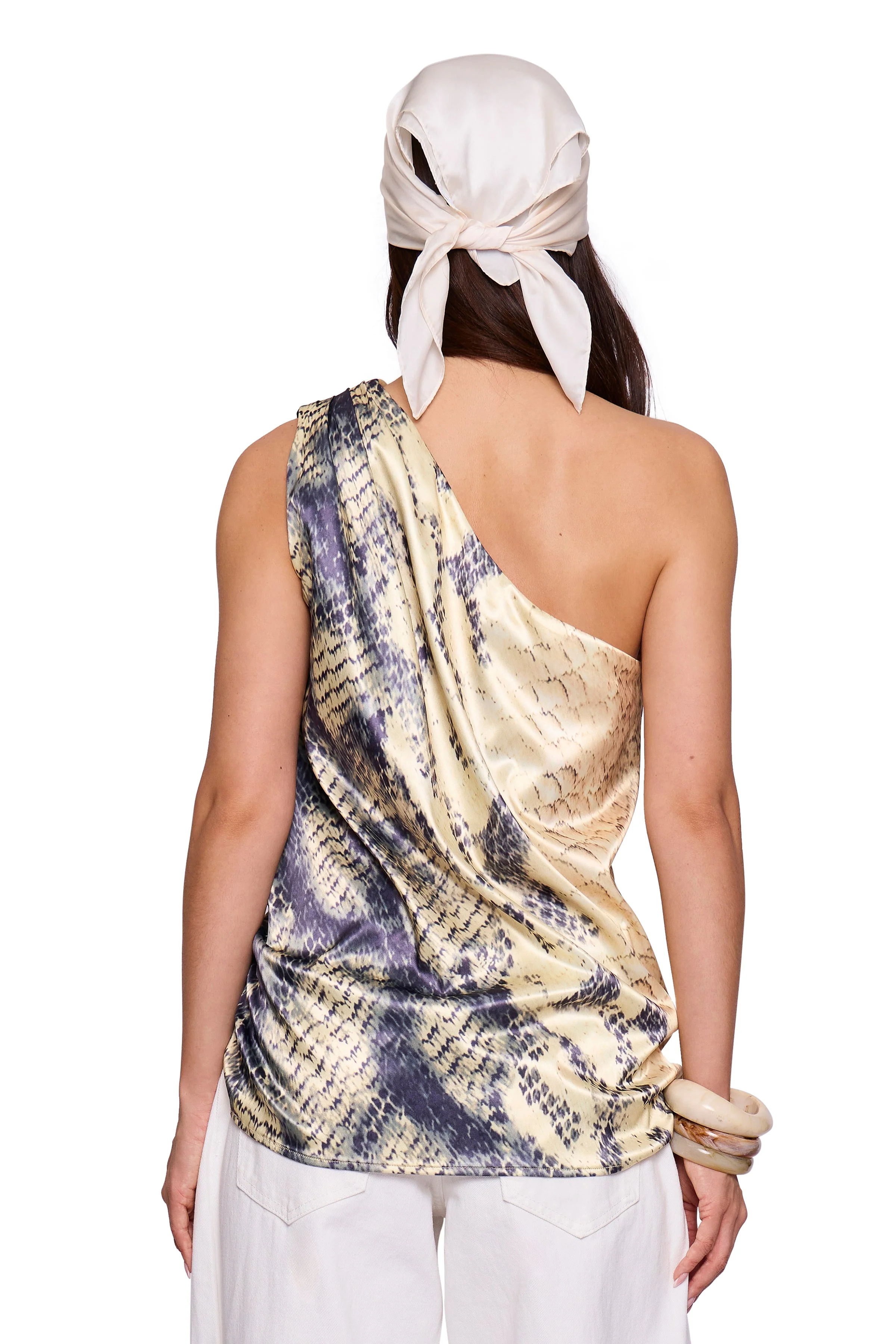 Yellow Printed One Shoulder Top - Image 4