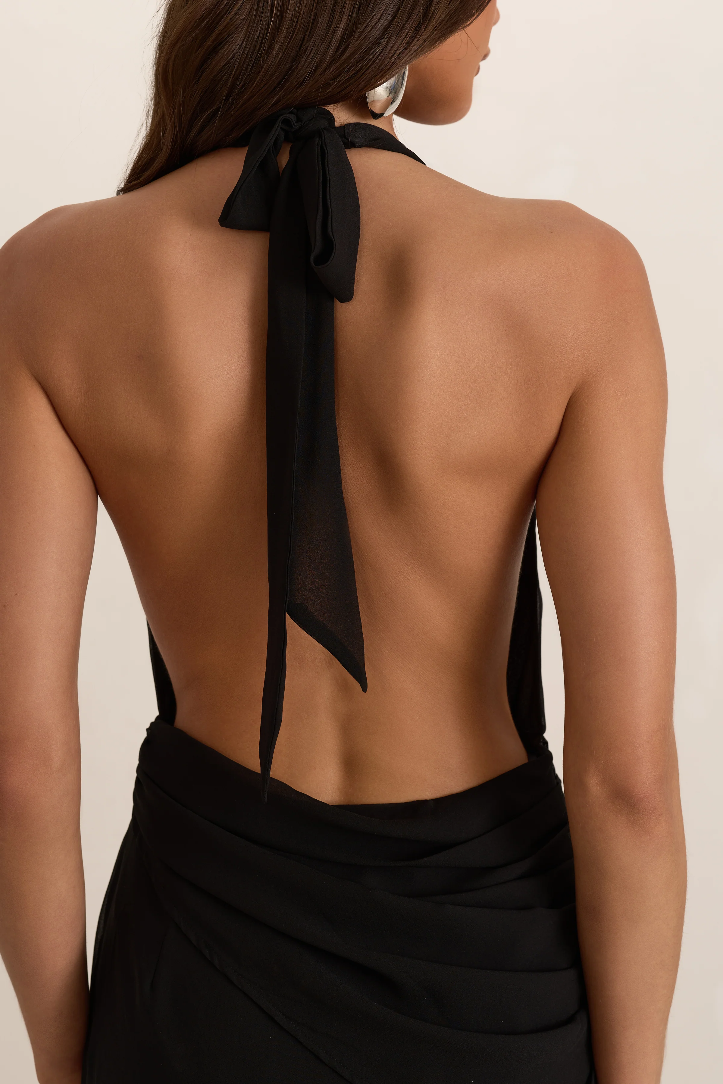 Black Plunge Silver Trim Maxi Dress - Image 5