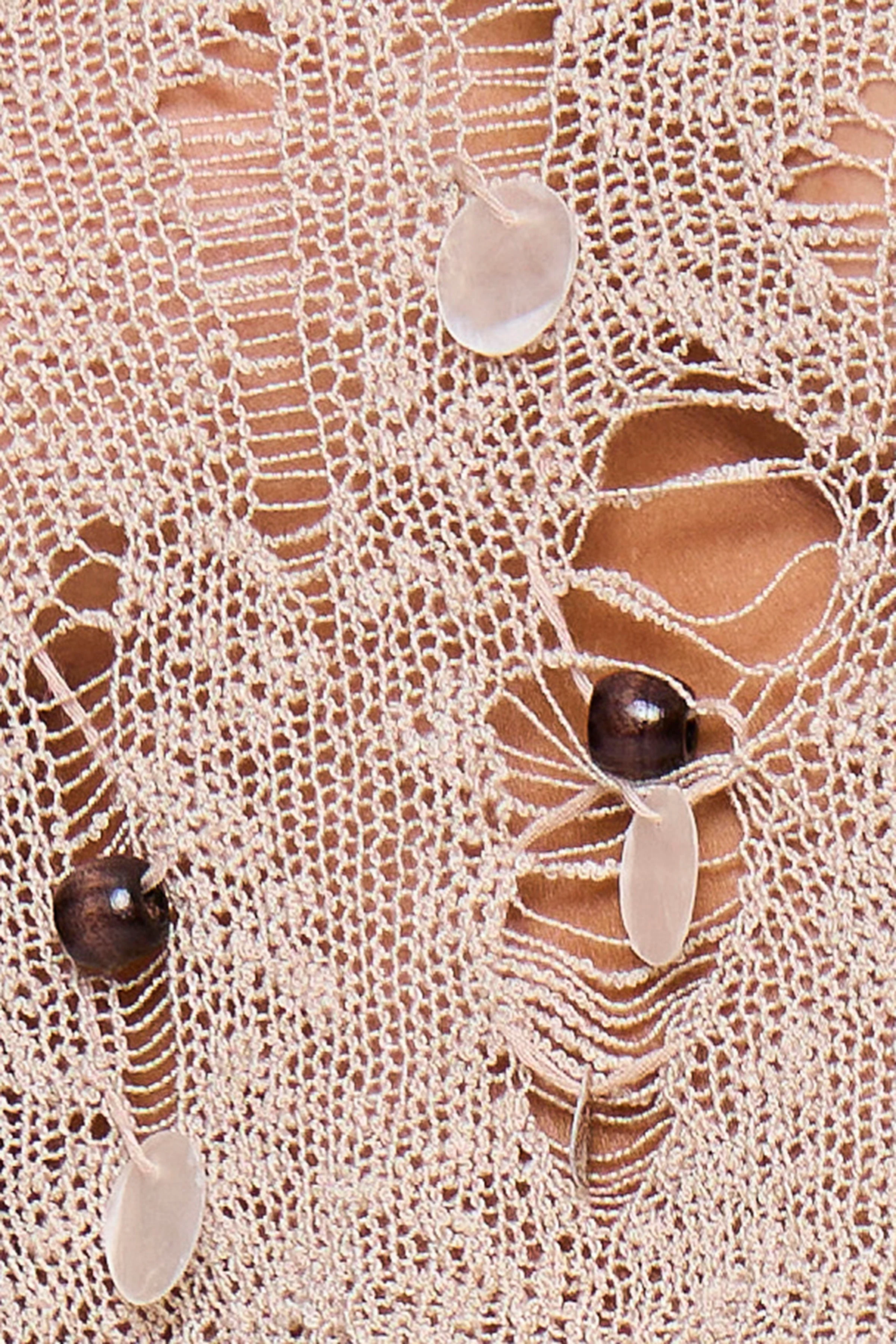 Taupe Distressed Knit Bead Top - Image 6