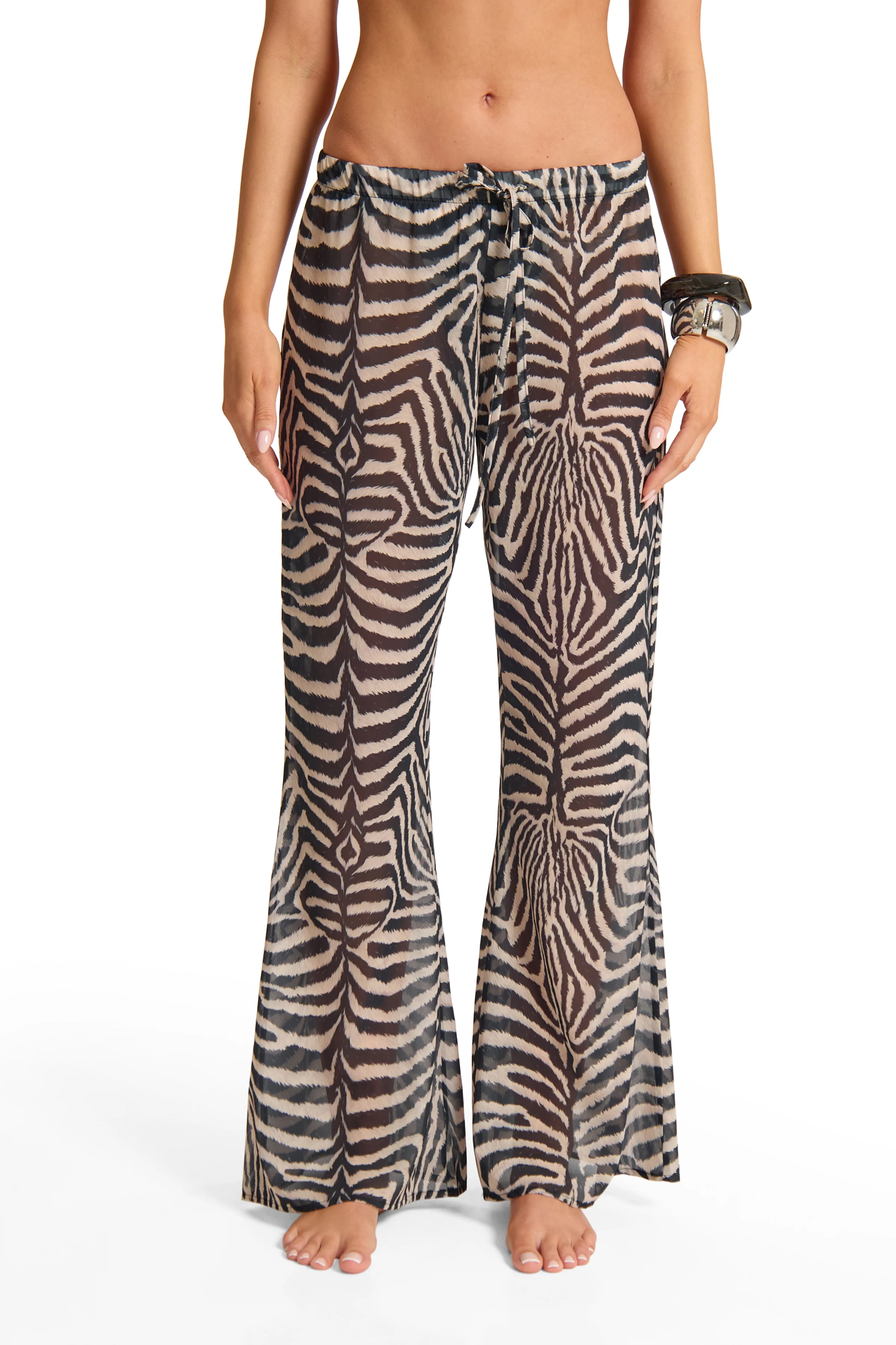Zebra Print Low Rise Drawstring Slochy Wide Leg Trouser - Image 2