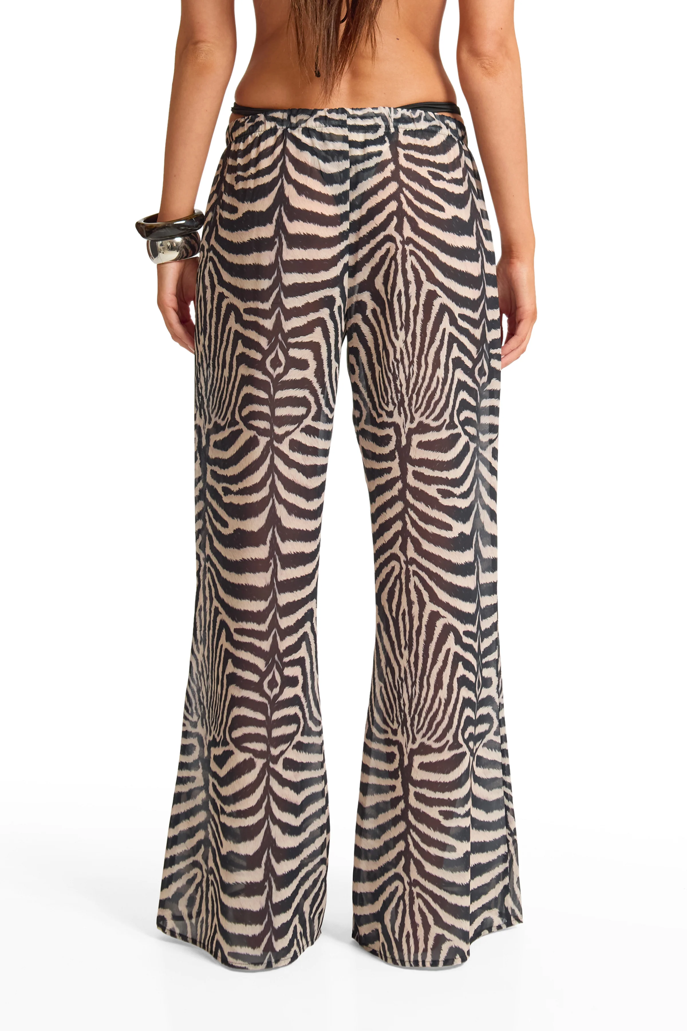 Zebra Print Low Rise Drawstring Slochy Wide Leg Trouser - Image 3