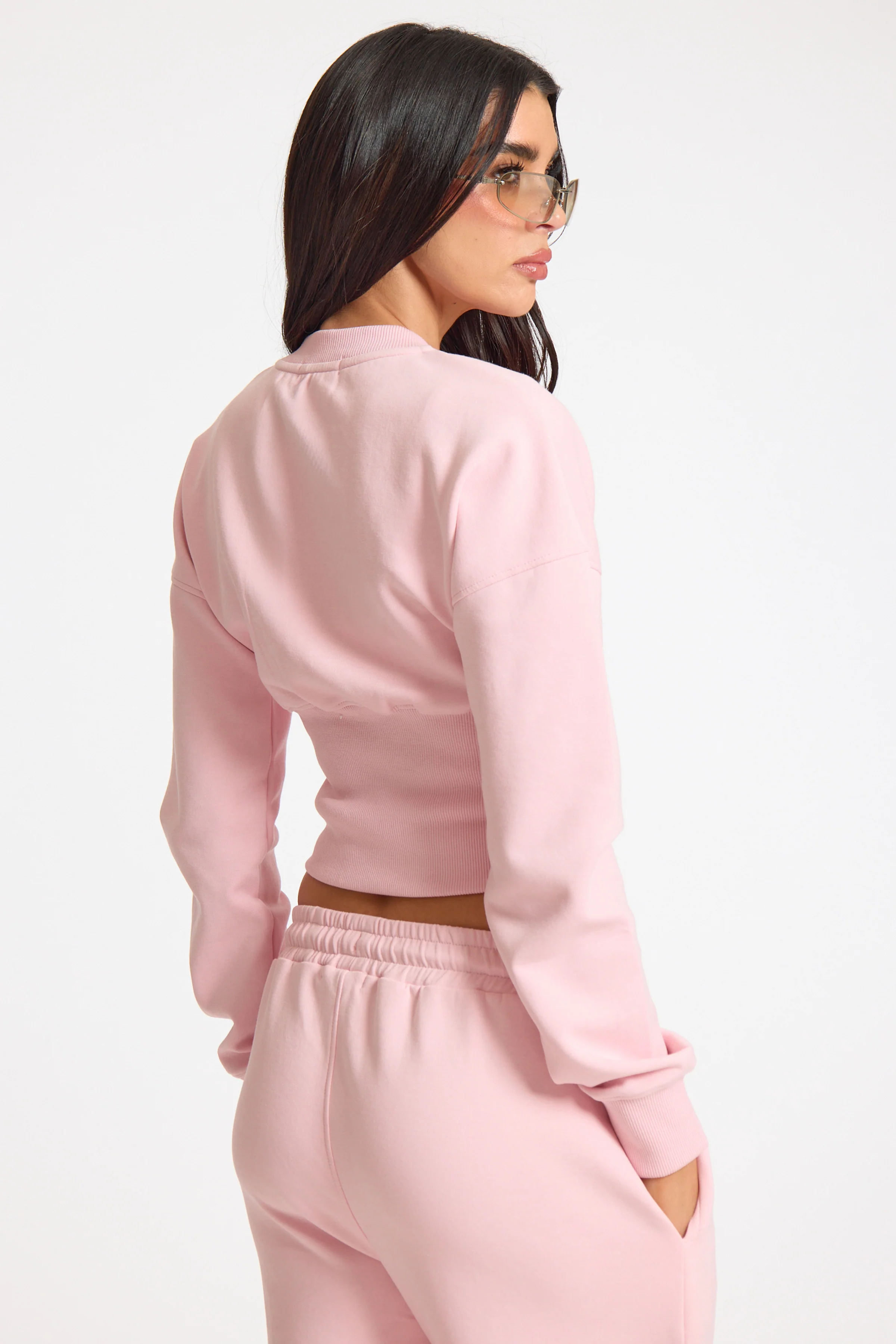 Pink Popper Button Ribbed Waist Sweatshirt - Image 3