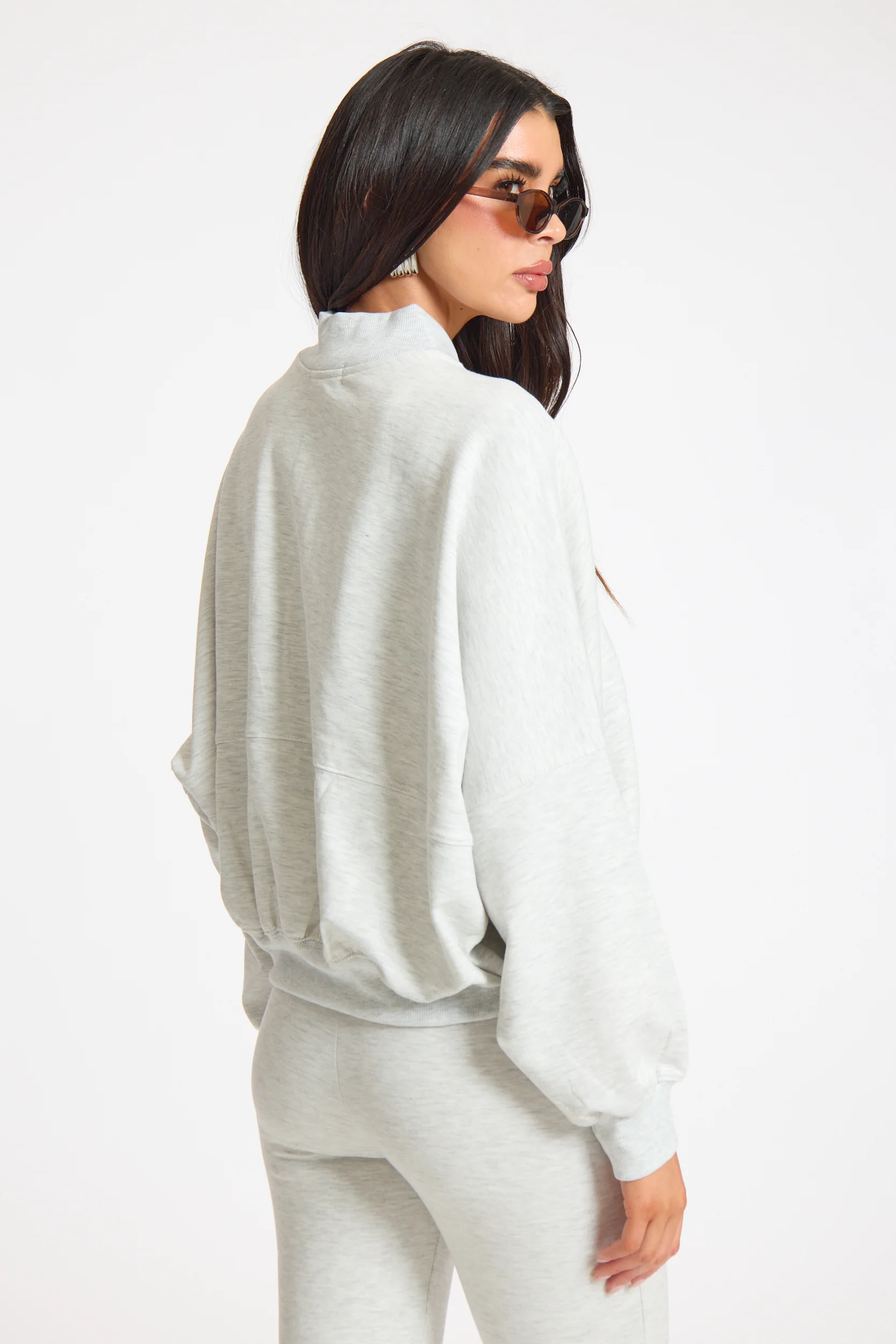 Bleached Grey Slouch Fit Double Zip Hoodie - Image 4